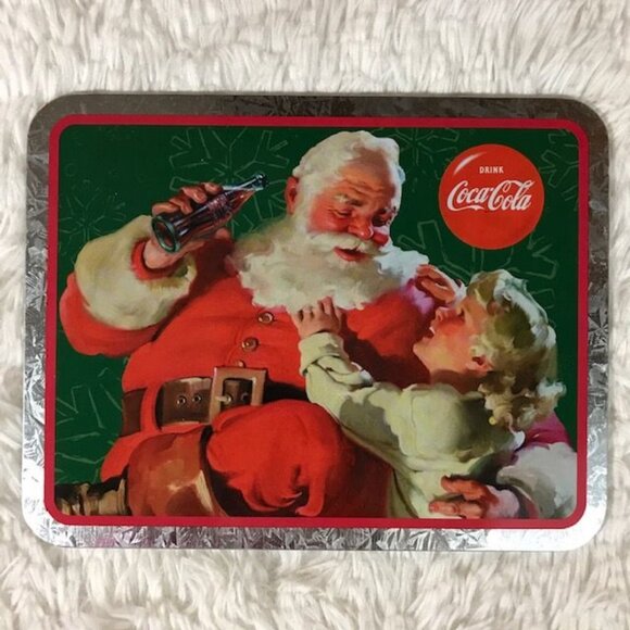 Set of 3 Vintage Coca-Cola Jolly Santa and Coca-Cola Tin Trivet Wall Plaque - Picture 6 of 14